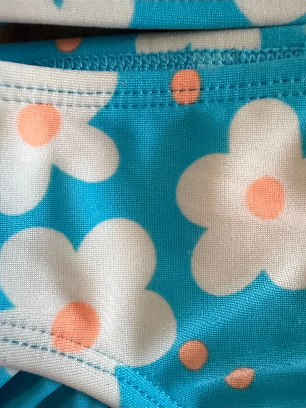 Cat & Jack Blue Floral Puff-Sleeve Bikini Set with Peach Accents